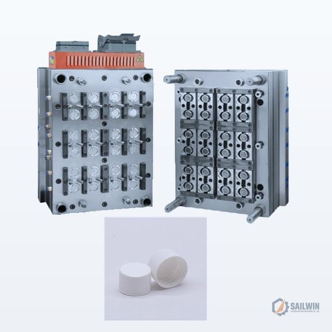 16-cavity child resistant CRC bottle cap injection mold assembly with core and cavity plates Sailwin