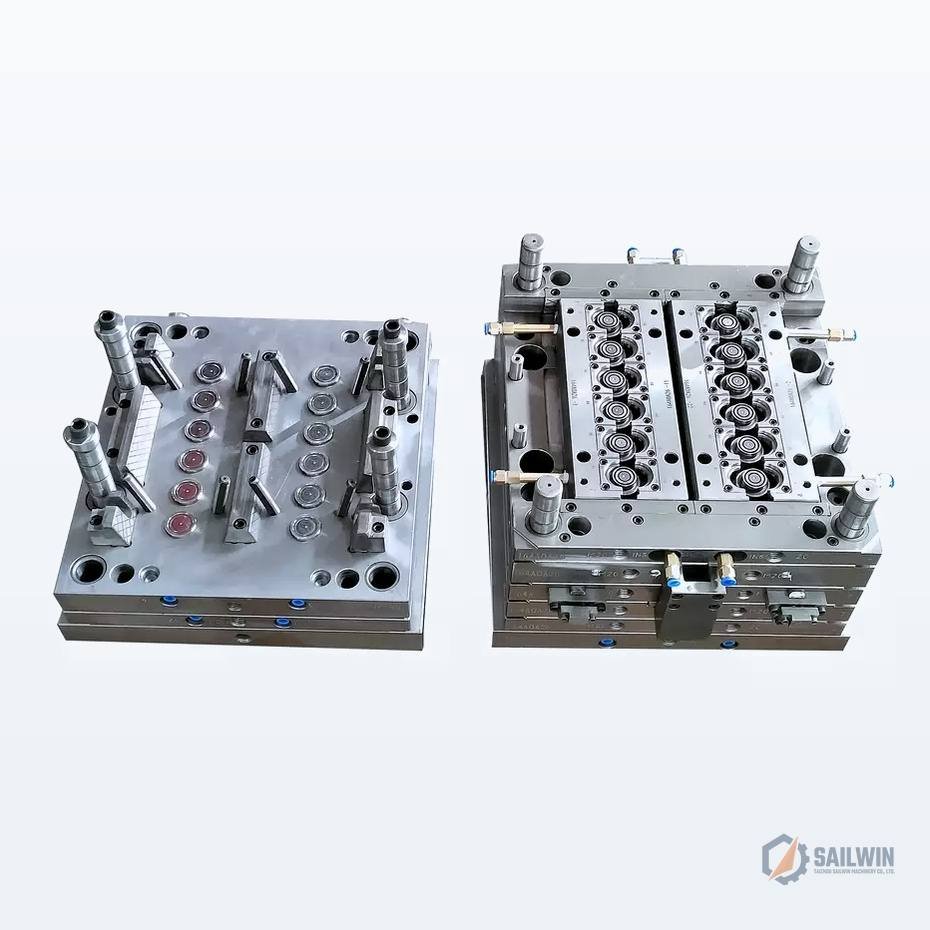 16-cavity flip-top edible oil cap injection mold assembly with angled guide pins and sliders Sailwin