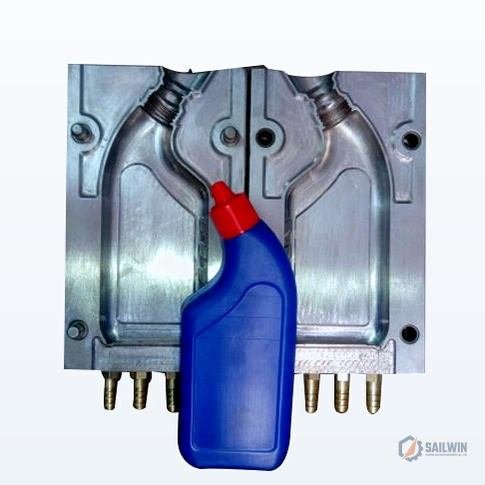 2-cavity angled neck toilet cleaner bottle extrusion blow mold Sailwin