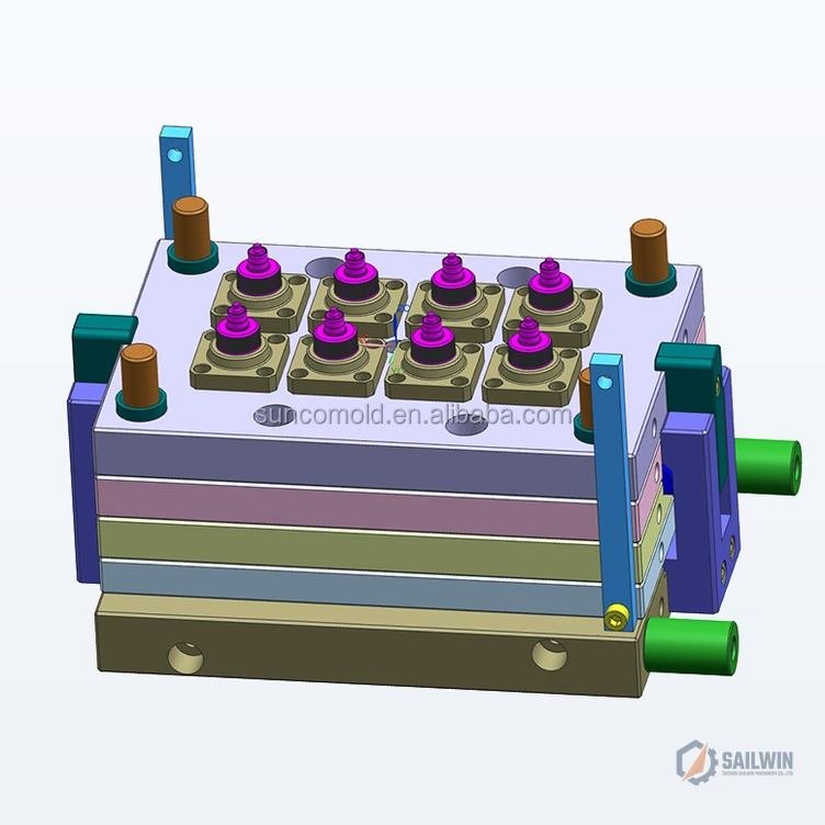 24-cavity balanced hot runner push-pull cap mold core half on clean studio background Sailwin