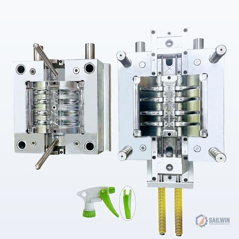 4-cavity trigger sprayer and flip-top cap mold with return springs and guide pillars Sailwin