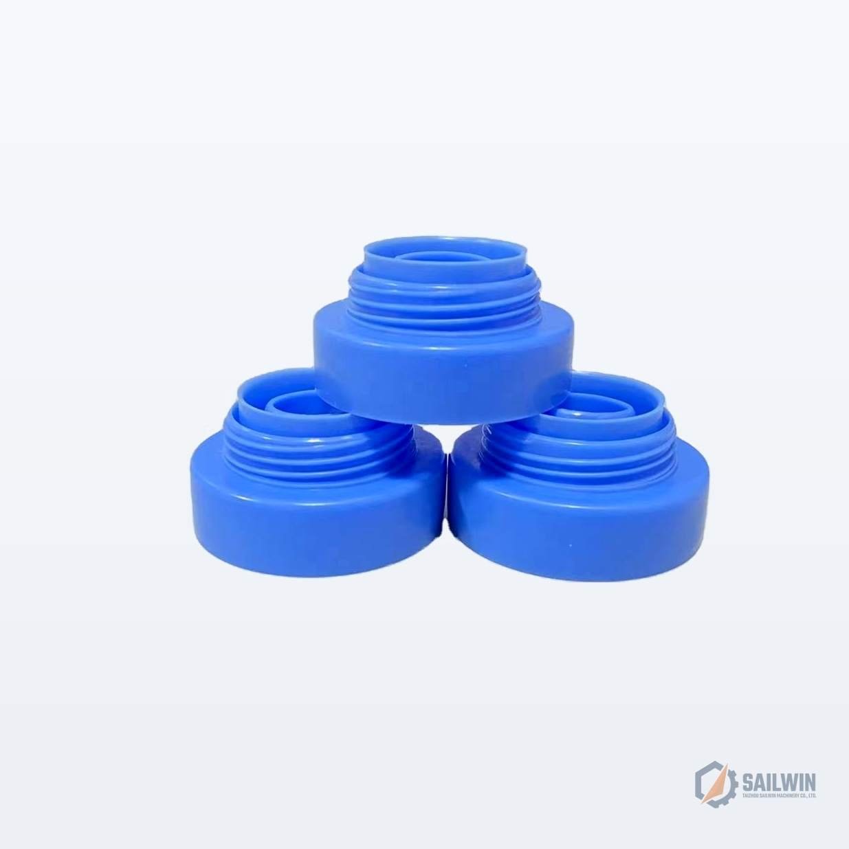 Blue edible oil spout bottle neck inserts with drip-free pouring lip and screw threads Sailwin