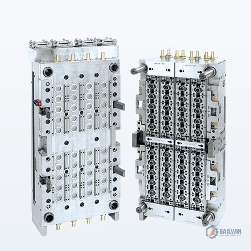 Dual-plate mineral water cap injection mold with beryllium copper cooling and guide pins Sailwin