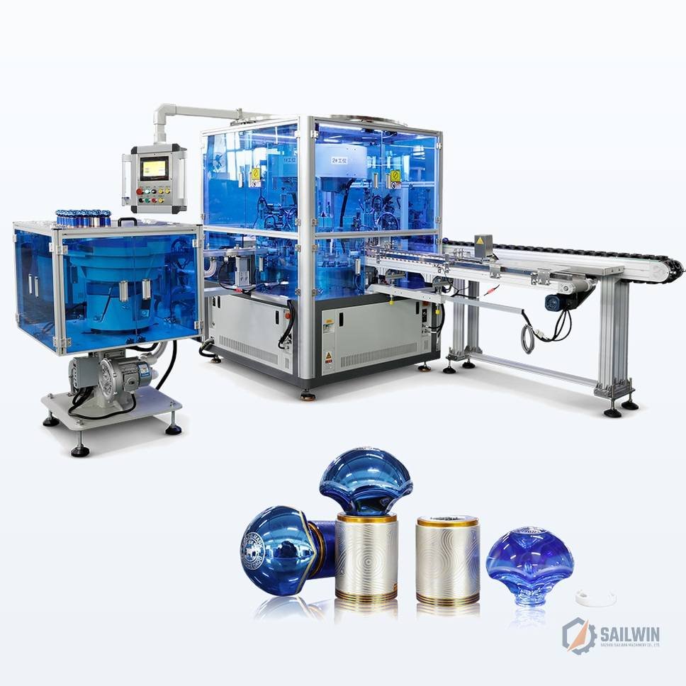 High-speed wine bottle cap assembly machine with feeder bowl and closure samples Sailwin