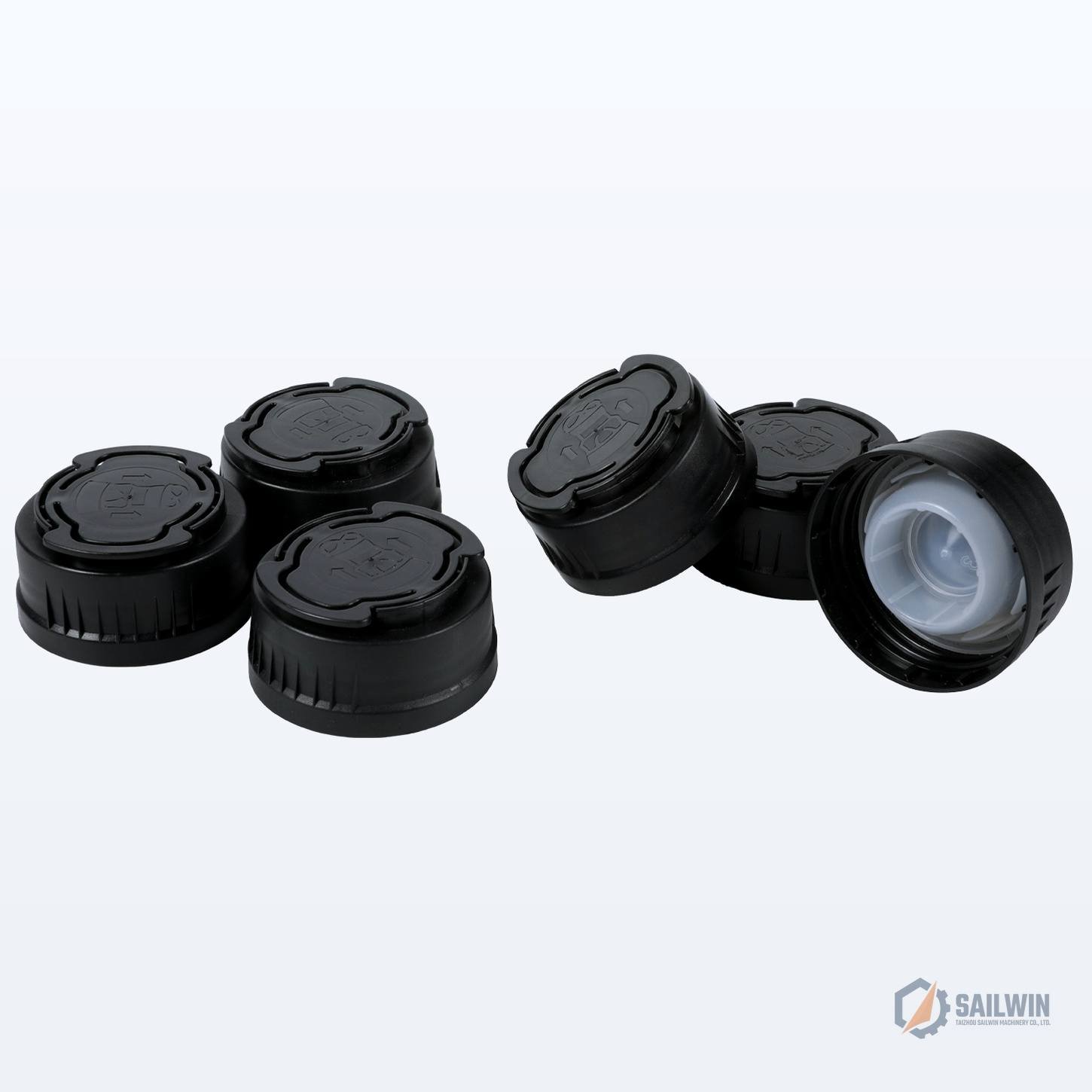 Motor oil telescopic spout cap showing internal flexible pouring tube and seal plug Sailwin