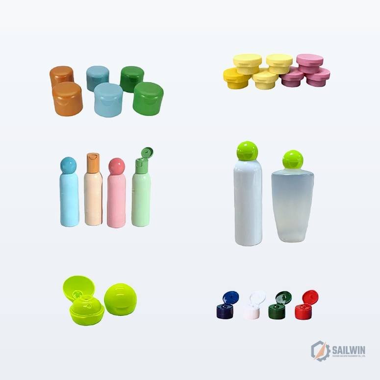 Pastel-colored skincare serum bottles and round dome caps for personal care packaging Sailwin