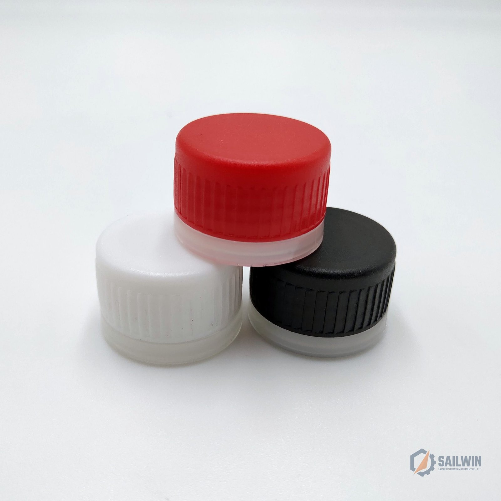 Three-piece stacked plastic screw caps with tear-off seal for beverage and liquid packaging Sailwin