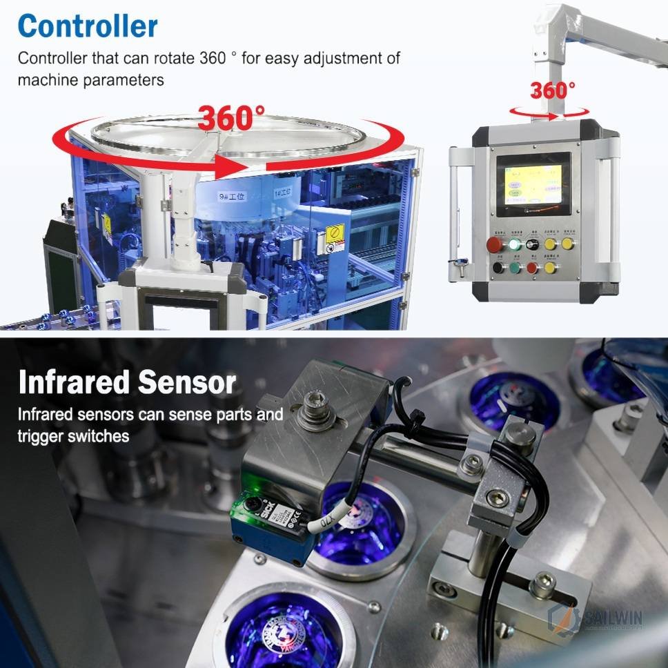 Touchscreen control panel and rotary indexing unit for wine cap assembly Sailwin
