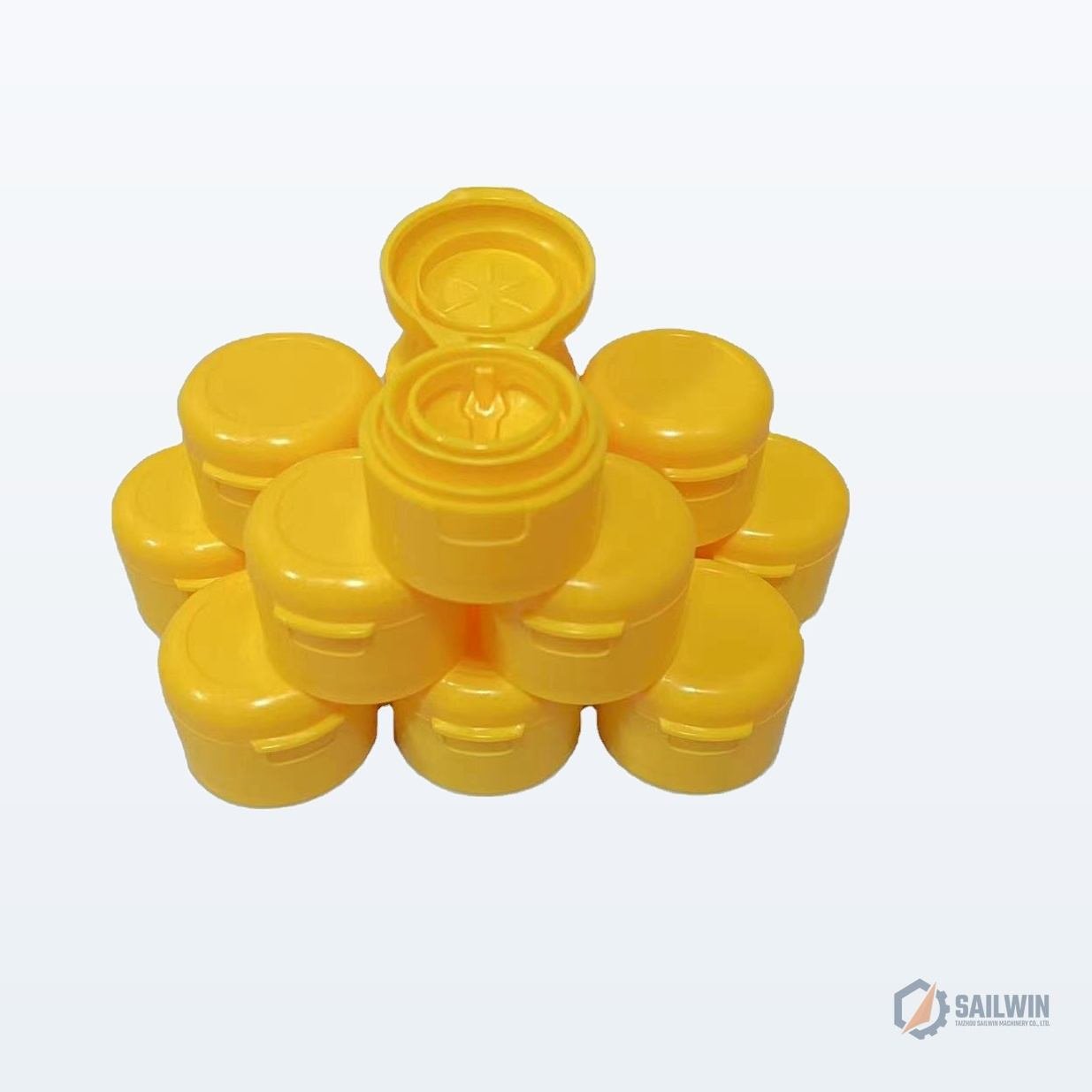 Food-grade yellow edible oil bottle flip-top caps with tear-off pull ring and star pouring spout Sailwin